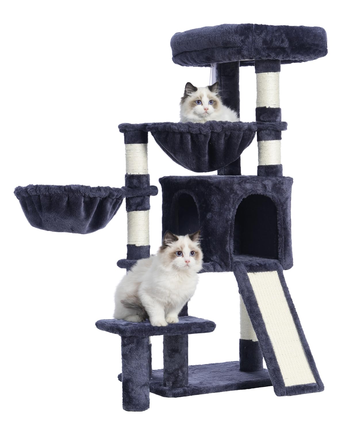 Gitelsnour Cat Tree for Small Cats/Kitten, Cat Tower with condo, 2 Baskets, Platform, Scratch Board, Cat Scratching Posts for Indoor Cats, Smoky Gray GCT003SG
