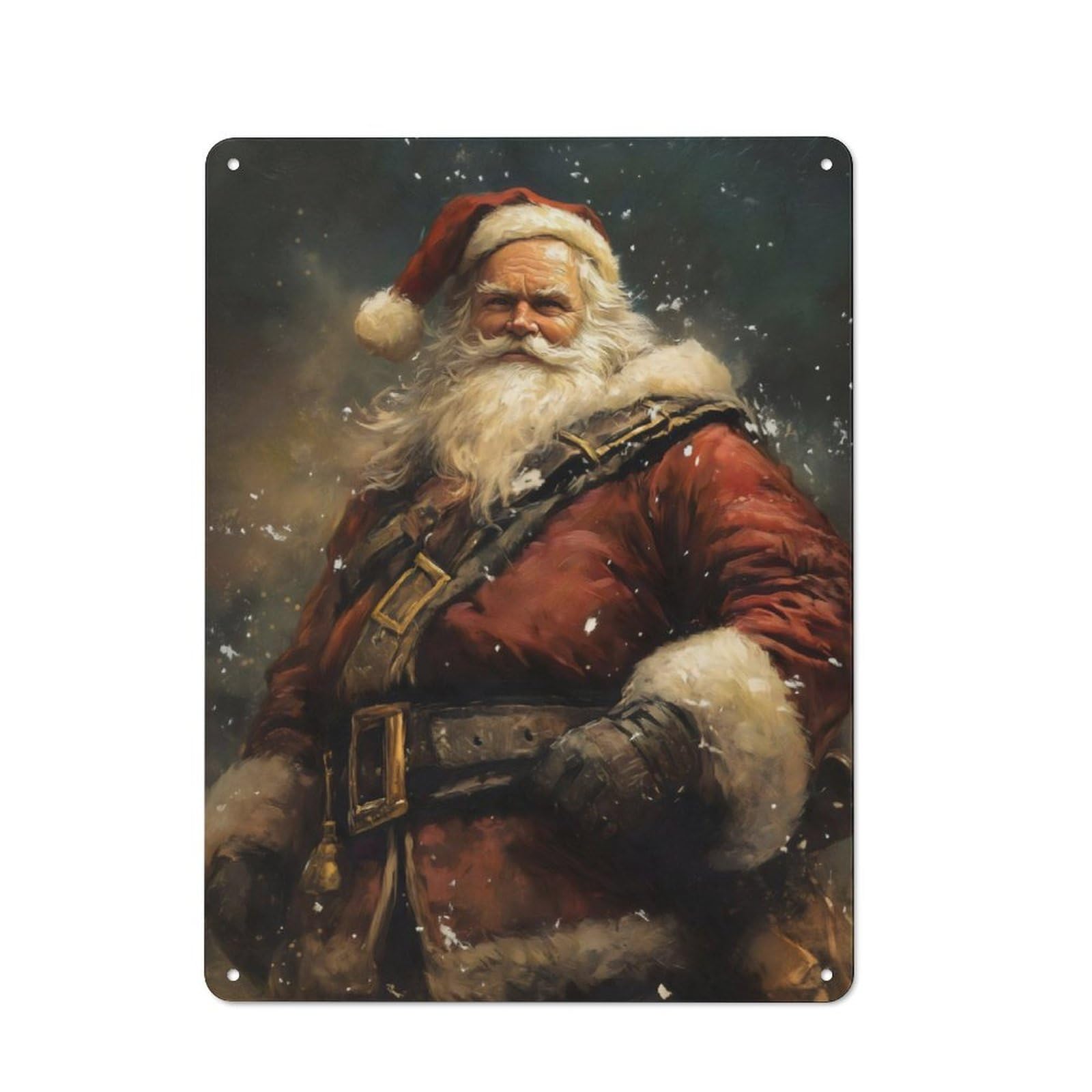 Junmoney Santa Claus Painting Rustic Tin Sign 40X30cm Featuring For Garage Or Workshop, For Updating Garage And Workshop After Moving