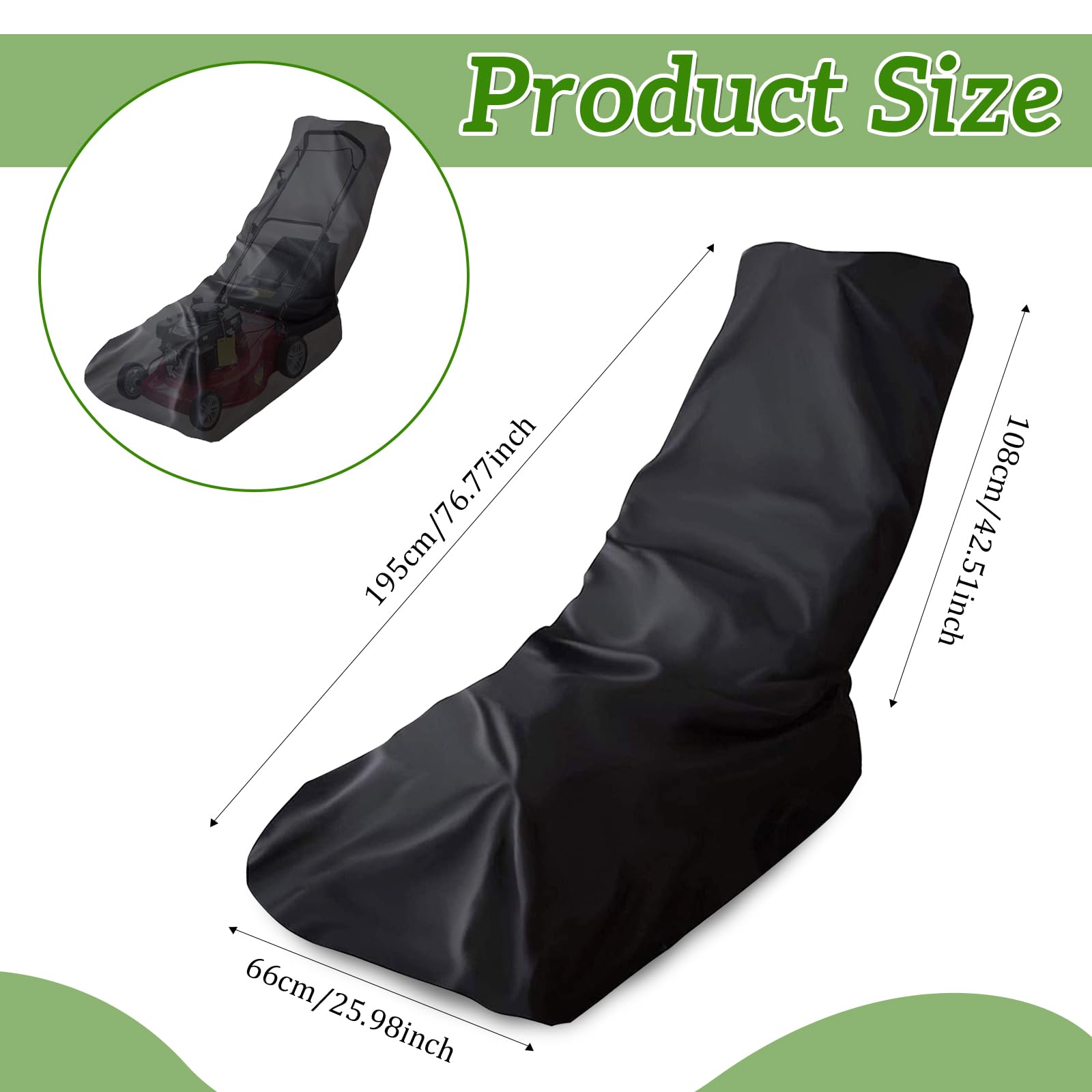 Cubierta para cortacésped para exterior impermeable 420D, 195 x 112 x 66 cm, cubierta impermeable para cortacésped, funda Oxford con cordón y bolsa de almacenamiento