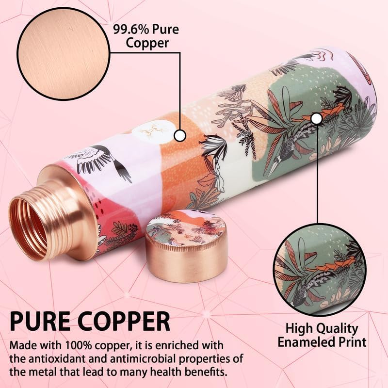 MERCAPE Stay Refreshed and Healthy Pure Copper Water Bottle - Advanced Leak Proof, Joint Less (900ml)