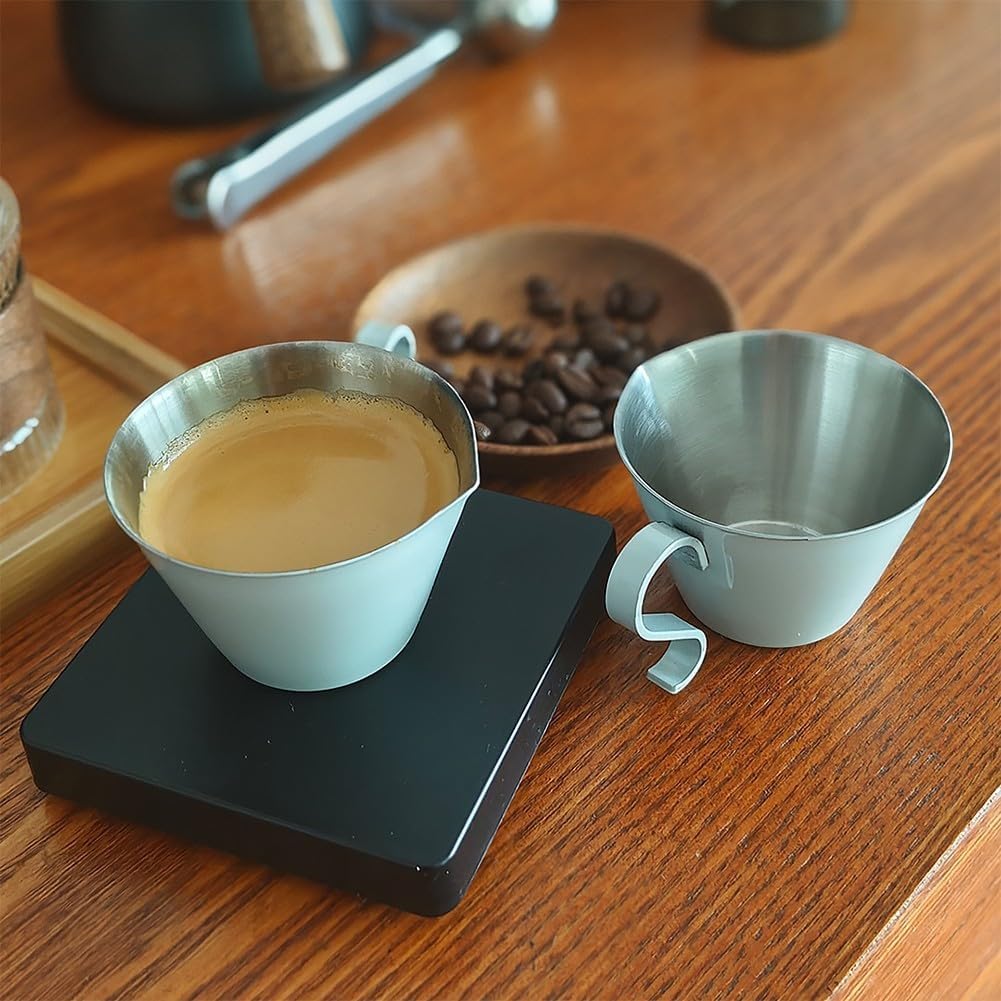 Stainless Steel Espresso Cup with Handle and V-Spout, 304 Stainless Steel Coffee Measuring Cup for Pouring and Brewing, Compact for Durable Design