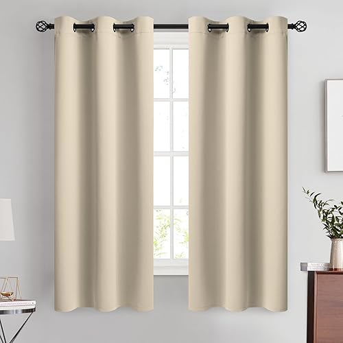 Miniatura 245 de COSVIYA Cortinas 100% opacas para dormitorio con forro negro, bloqueo de luz completa, aislamiento térmico y ojales, tratamiento de ventana de 54