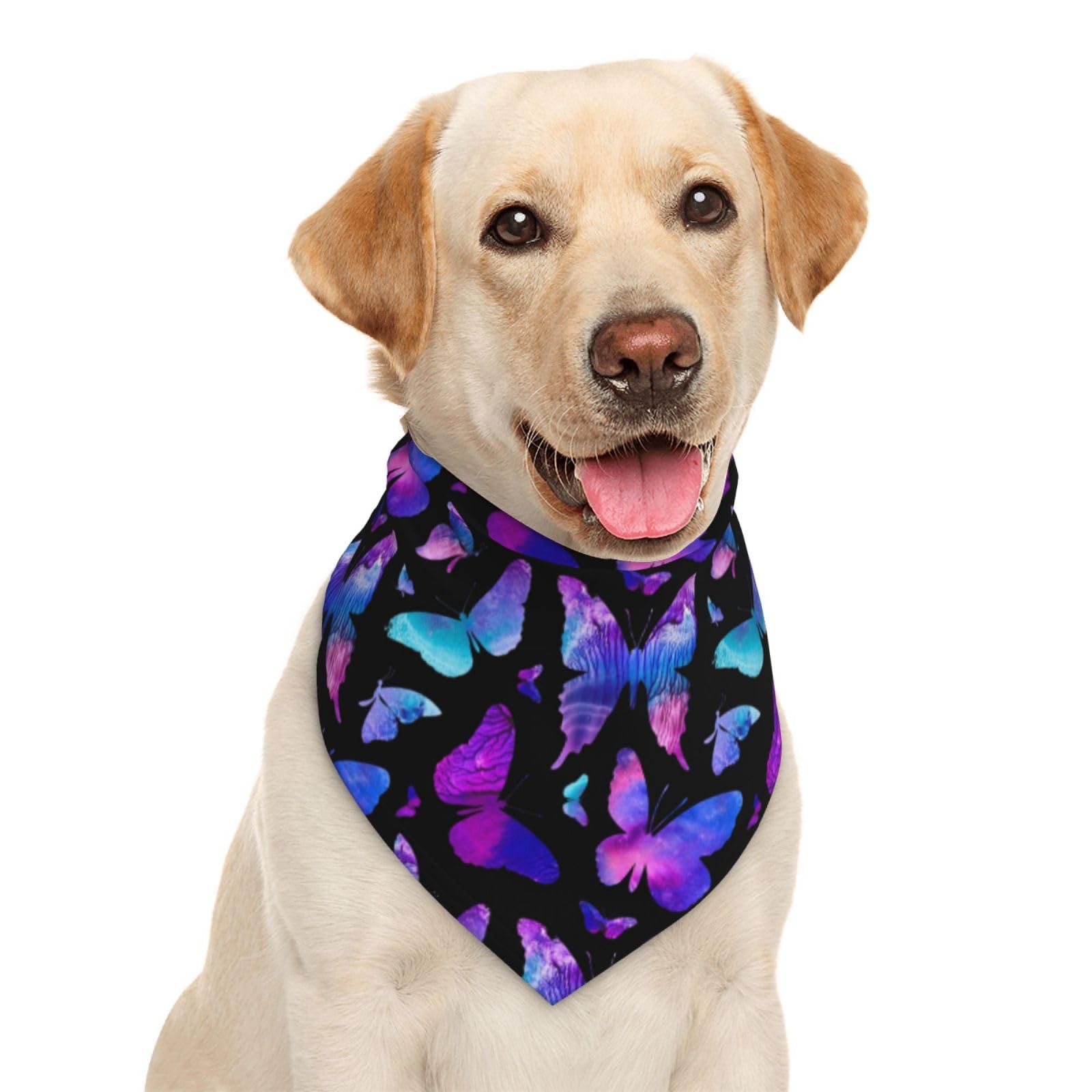 Butterfly Blue Purple Dog Bandana Scarf Triangle Bibs Pet Accessories Cat Kerchief