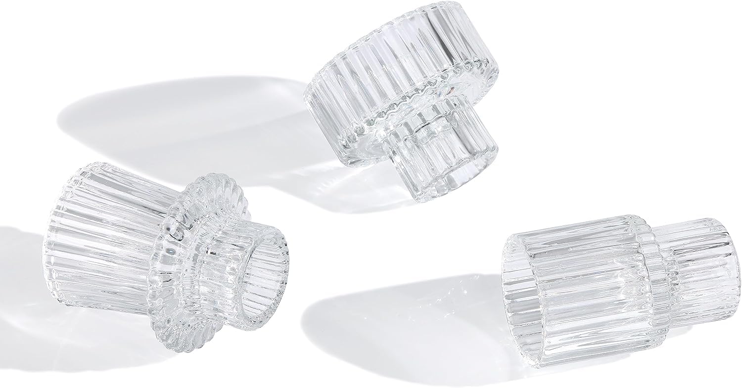 Portacandele In Vetro Conico - Set Di 6 Per Candele A Pilastro - Decorazioni Per Matrimoni - Foto 6