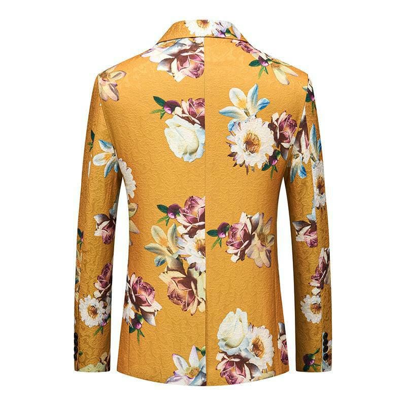Blazer coréen jacquard floral homme veste ajustée décontractée - 2