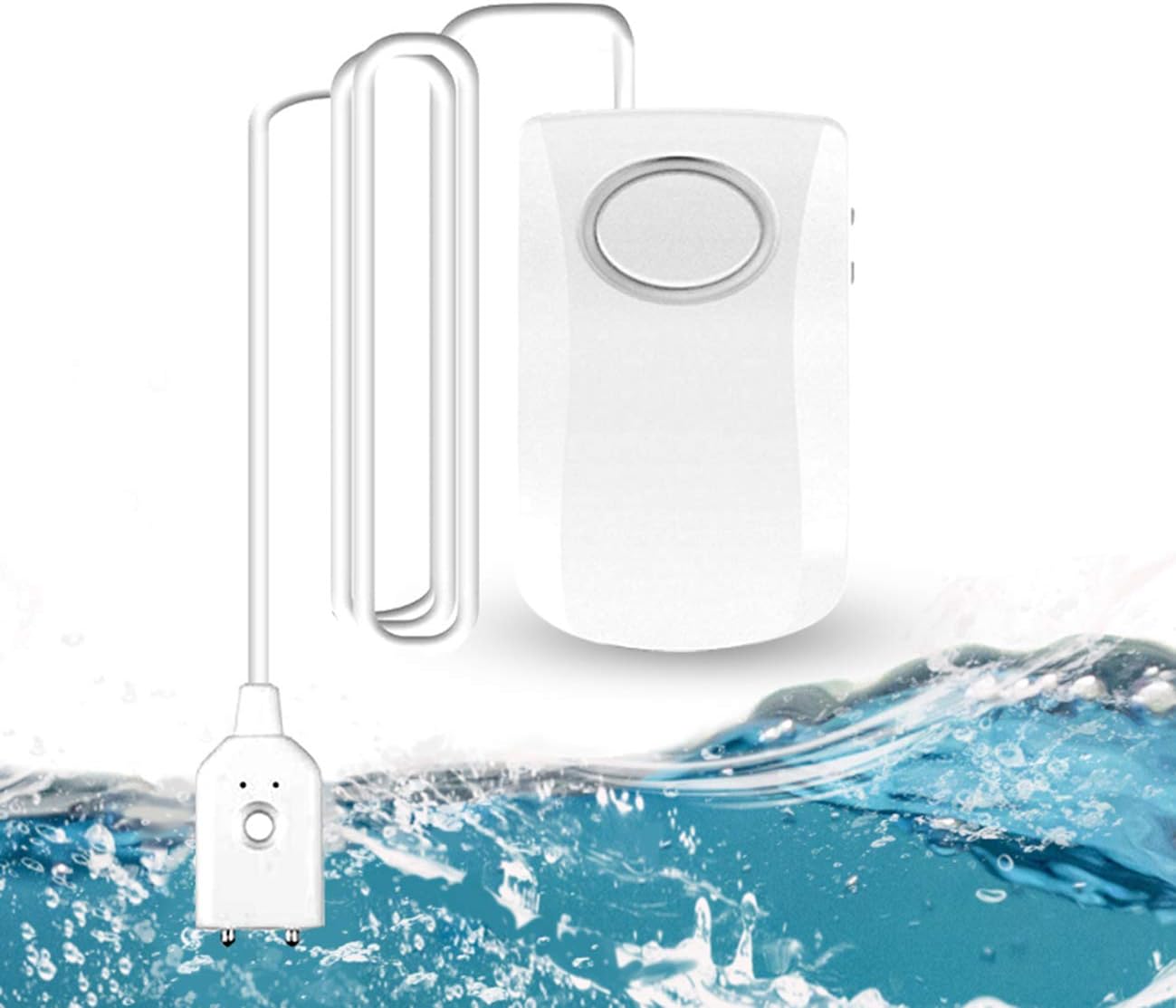 GuDoQi Water Leak Detector, Water Alarm Sensor, 130dB Super Loud Alarm, Battery Operated, 100cm Detection Cable, Leak Monitor for Kitchen, Cellar, Garage, Washer, Baseroom