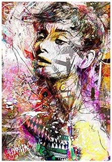 Tela Quadro 60x80cm Senza Cornice Hepburn Wall Art Modern Famous Beautiful Woman Audrey Hepburn Facial Portrait C Colorato Graffiti Abstract Pop Art Pcture And Poster Home Accent Decor for