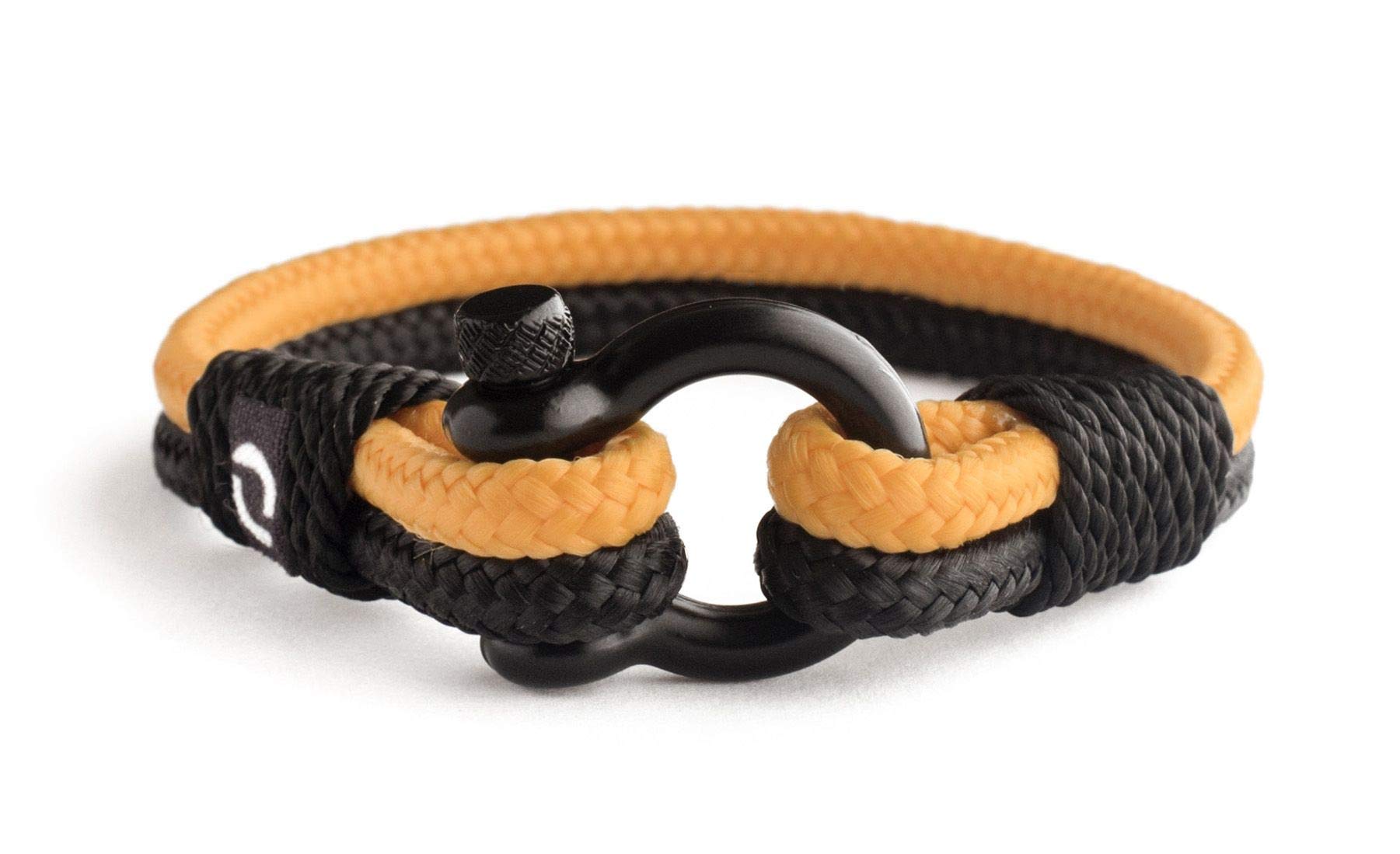 mens rope bracelet - stainless steel black shackle, extremely durable and scratch resistant waterproof paracord, handmade, nautical wristband for men b-12-9