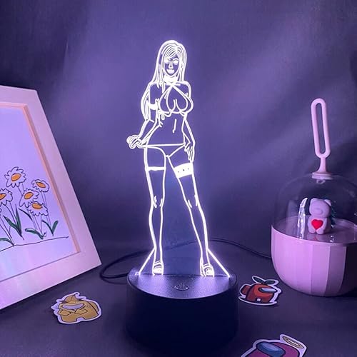 Minuse Game Final Fantasy Figure 3D Night Light For Kids Fans,16 Colors Changing With Remote Control,Children Room Decor,Tifa Manga Illusion Led Toy Lamp Christmas Gifts For Girls Boys (Black Lamp) #TOP5