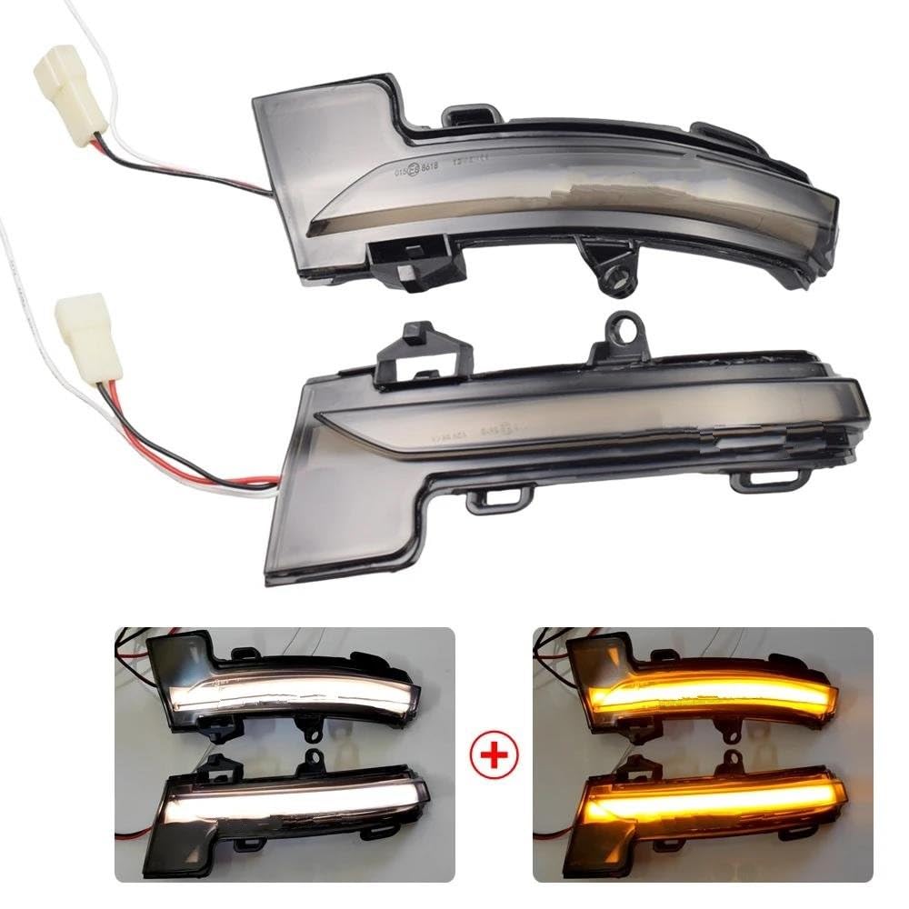 JCAKES Luz Intermitentes Para Skoda Para Octavia Mk3 Para A7 5E Señal De Giro LED Dinámica Luz Intermitente De Espejo 2014 2015 2016 2017 2018 2019 Indicador Retrovisor Espejo (Color : White-Yellow)
