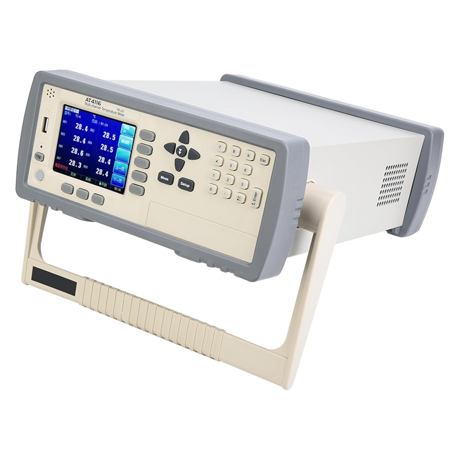 Temperature Recorder, AT4116 Multi Channel Temperature Tester, 16 Channel Professional Temperature Tester Data Logger, with TFT Screen Display, -200℃ -1300℃, USB Port(110v)