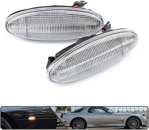 Miniatura 7 de 2 luces LED ámbar RX7 dinámicas secuenciales intermitentes laterales para Maz'da RX7 (FD) PREMACY (CP) 23 (BA) 323 (BJ) 626 (GF/GW), luces