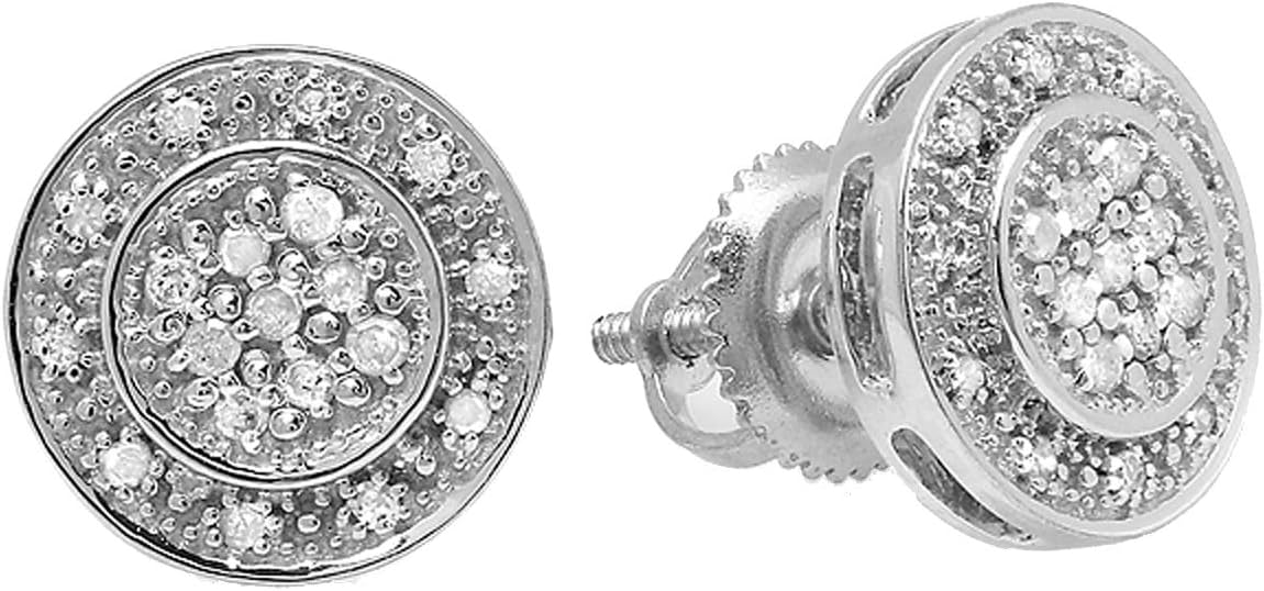 Dazzlingrock Collection 0.16 Carat (ctw) Round White Diamond Ladies Cluster Stud Earrings, Sterling Silver