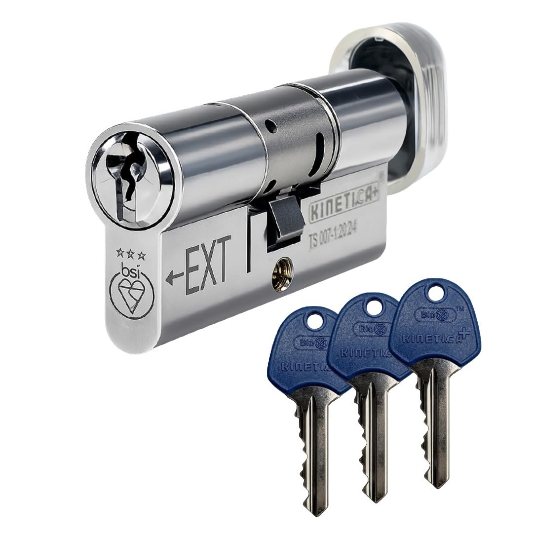 Uap Polished Chrome Ts007 3 Star Euro Cylinder Thumbturn Lock, Chrome, 35T/35 (70Mm)