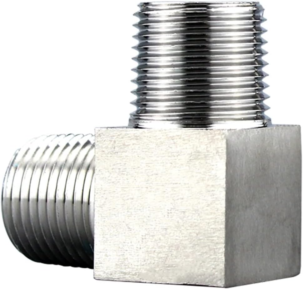 DOLUNTO NPT Female Male Thread 304 Stainless Steel Tee Type 3 Way Elbow High Pressure Pipe Fitting Connector (Elbow Female-Male,1/2inch)
