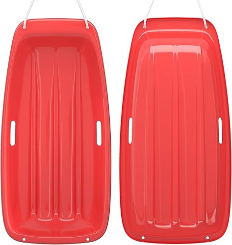 Miniatura 35 de AGPTEK Trineo de nieve duradero de 35/47 pulgadas para niños, niñas y adultos, con asas integradas y cuerda de tracción