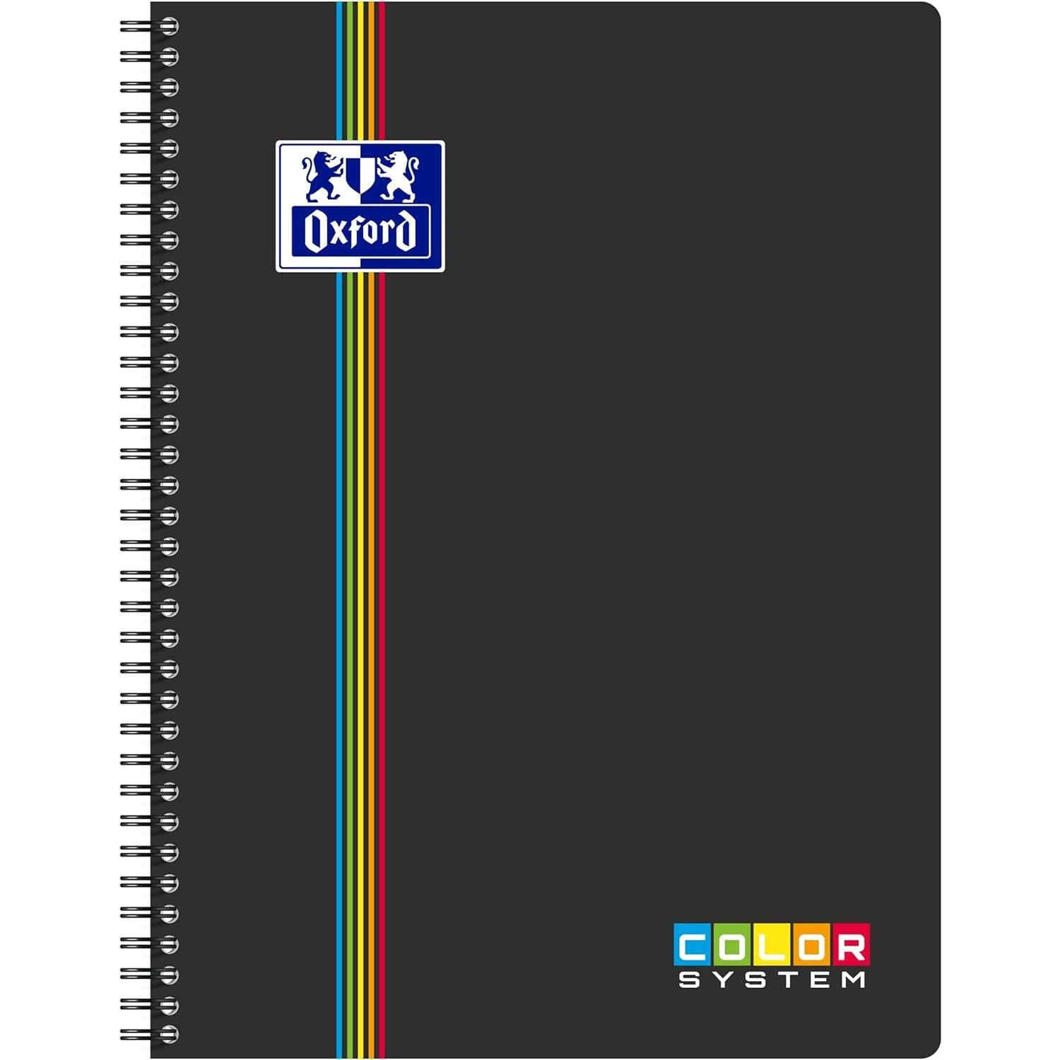 OXFORD Lot de 5 Cahiers reliure intégrale COLOR SYSTEM, A4+, seyès 180p 90g Coloris Aléatoire