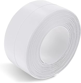 ASTER White Caulk Tape for Bath & Kitchen, 1" x 10.5Ft Self Adhesive Caulking Sealing Tape Waterproof Bathtub Tape Caulk Strip, Caulking Tape for Kitchen Countertop,Sink,Bathroom,Toilet,Bathtub