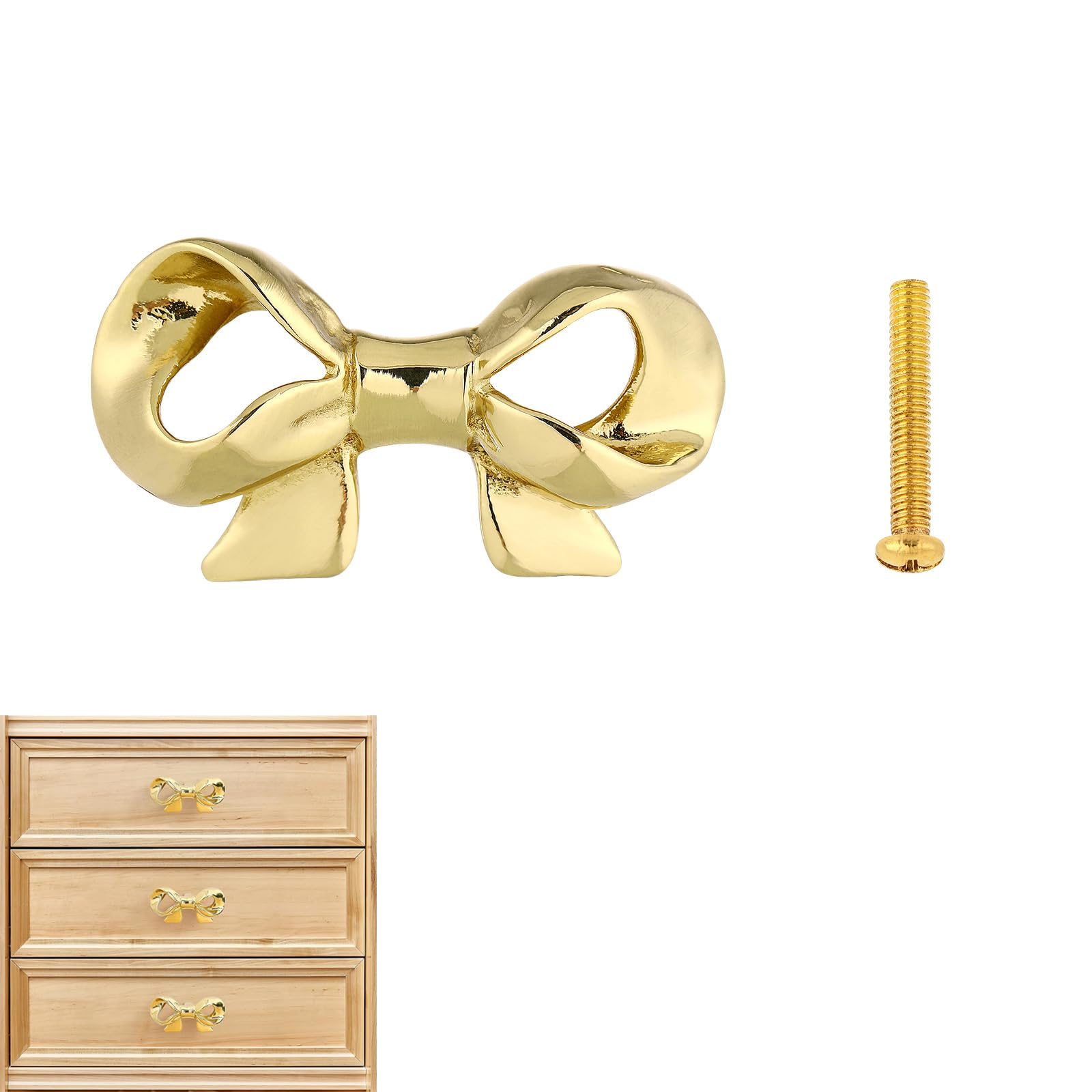 DOITOOL 1pc Brass Bowknot Pull Handle Elegant Knob for Cabinets Wardrobes  Dressers Unique Design for Home Office Decor Golden - Amazon.com