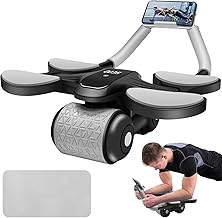 semai Ab Roller Wheel with Adjustable Elbow Support and Automatic Rebound, Upgraded Abdominal Exercise Wheel with LCD Display, Knee Mat & Timer, Core Trainer, Abdominal Wheel Roller for Home Workouts