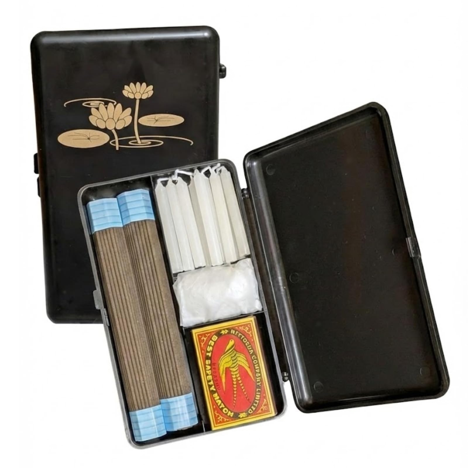 Grave Visits Set, Incense Sticks, Candle Match, Case, Made in Japan, Portable, Buddhist Utensils, Obon Obisho, Handy Type, Width 3.5 x Length 5.9 x Thickness 1.1 inches (9.0 x 15.0 x 2.8 cm), Hand : H