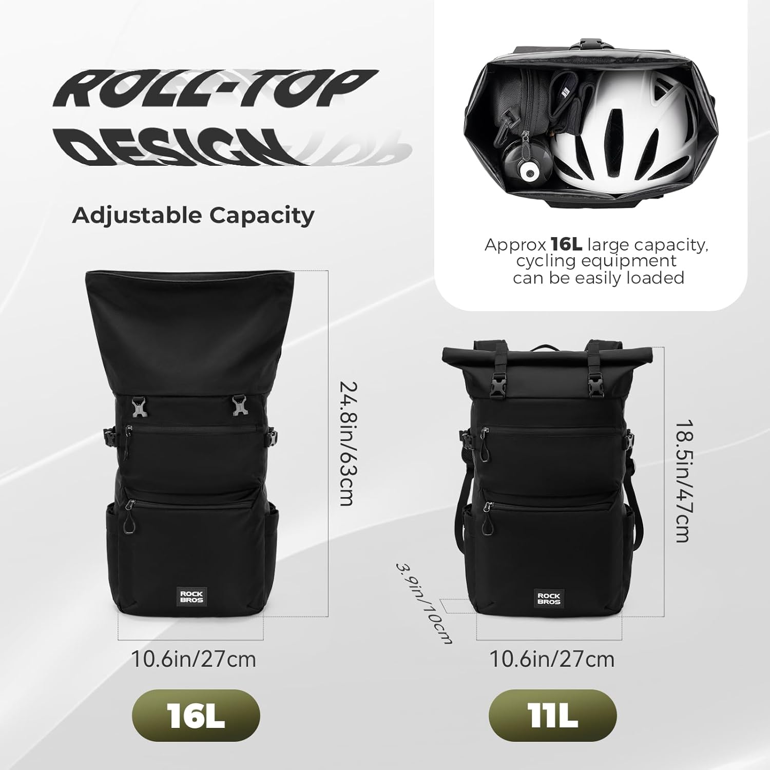 ROCKBROS Bike Panniers Bike Bags for Bicycles Rear Rack 16L, Expandable Backpack Shoulder Bag for Cycling, Traveling