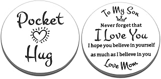 Son Gifts from Mom Christmas Stocking Stuffers Gifts for Boys First Day of School Gifts for Son Inspirational Gifts for Men to My Son I Love You Pocket Hug Token Gifts for Him Teen Boys Birthday Gifts
