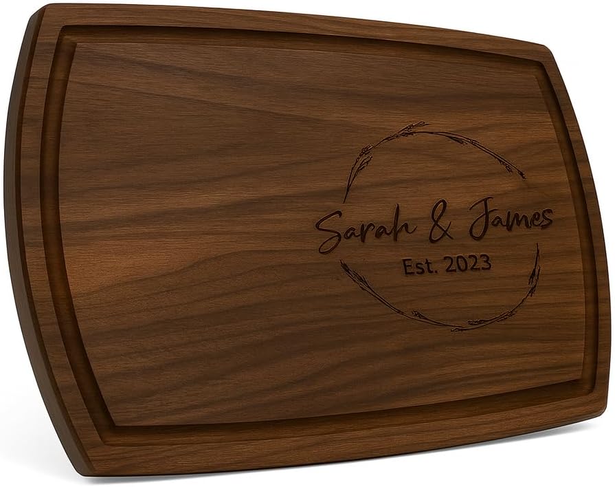 Personalized Christmas Cutting Board Wedding Gift Engraved Wood Charcuterie Board Custom Cheese Board For Couples Holiday Housewarming Present Wood Elegant Serving Tray For Christmas
