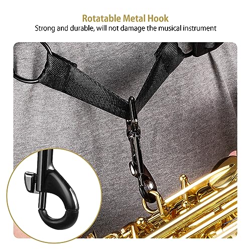 saxophone harness double shoulder adjustable sax strap with soft leather padded widened amp thickened design good comfort reduce neck stress for altotenorbaritonesoprano saxophone