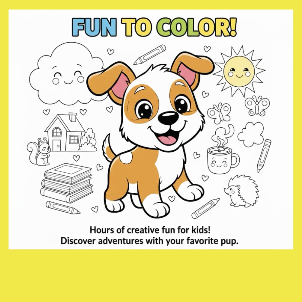 Paws, Play & Smiles: A Cute Dog Coloring Book for Kids Ages 4–8 | Fun Puppy Adventures at Home, Park, Pool & More