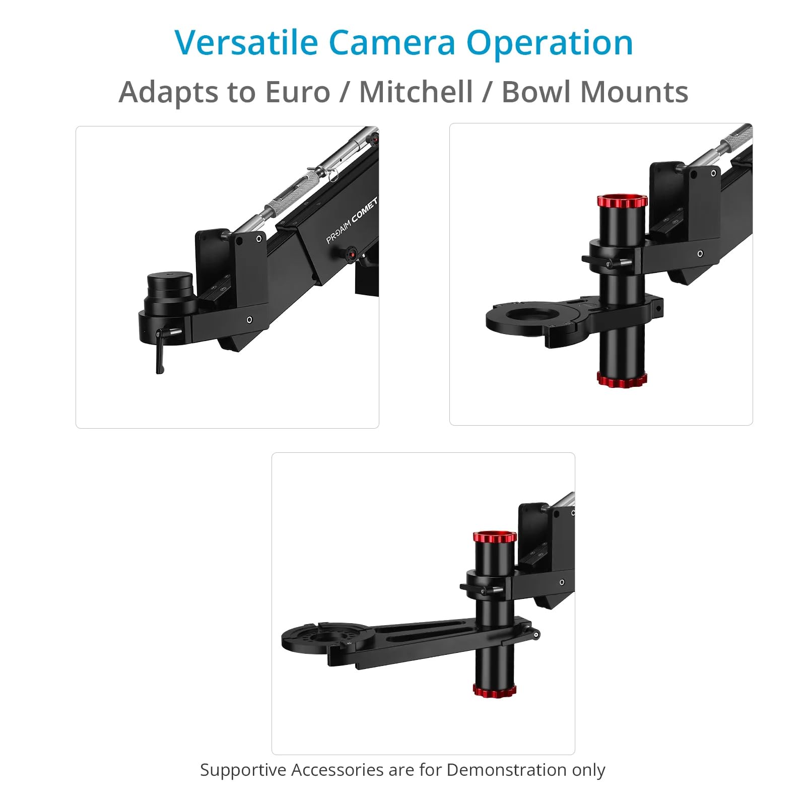 Grúa PROAIM Comet Mini 4,5ft telescópica Euro/Elemac para cámara 50 kg | Grúa para planos en espacios reducidos; brazo extensible 70” con giro 360° e inclinación bloqueable para cámara
