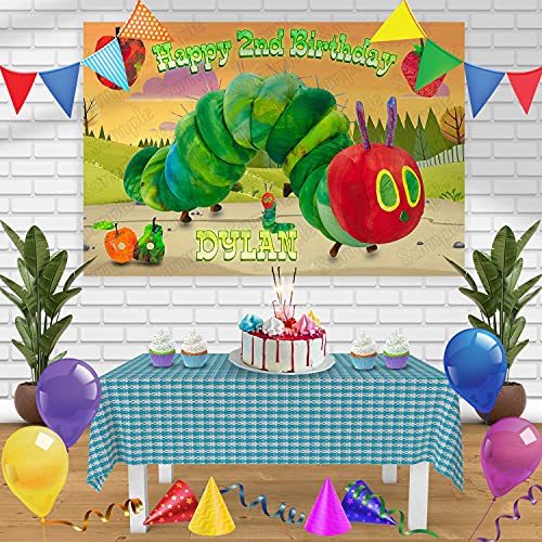 The Very Hungry Caterpillar Birthday Banner Personalized Party Backdrop Decoration 60x42 Inches 5x3 Feet
