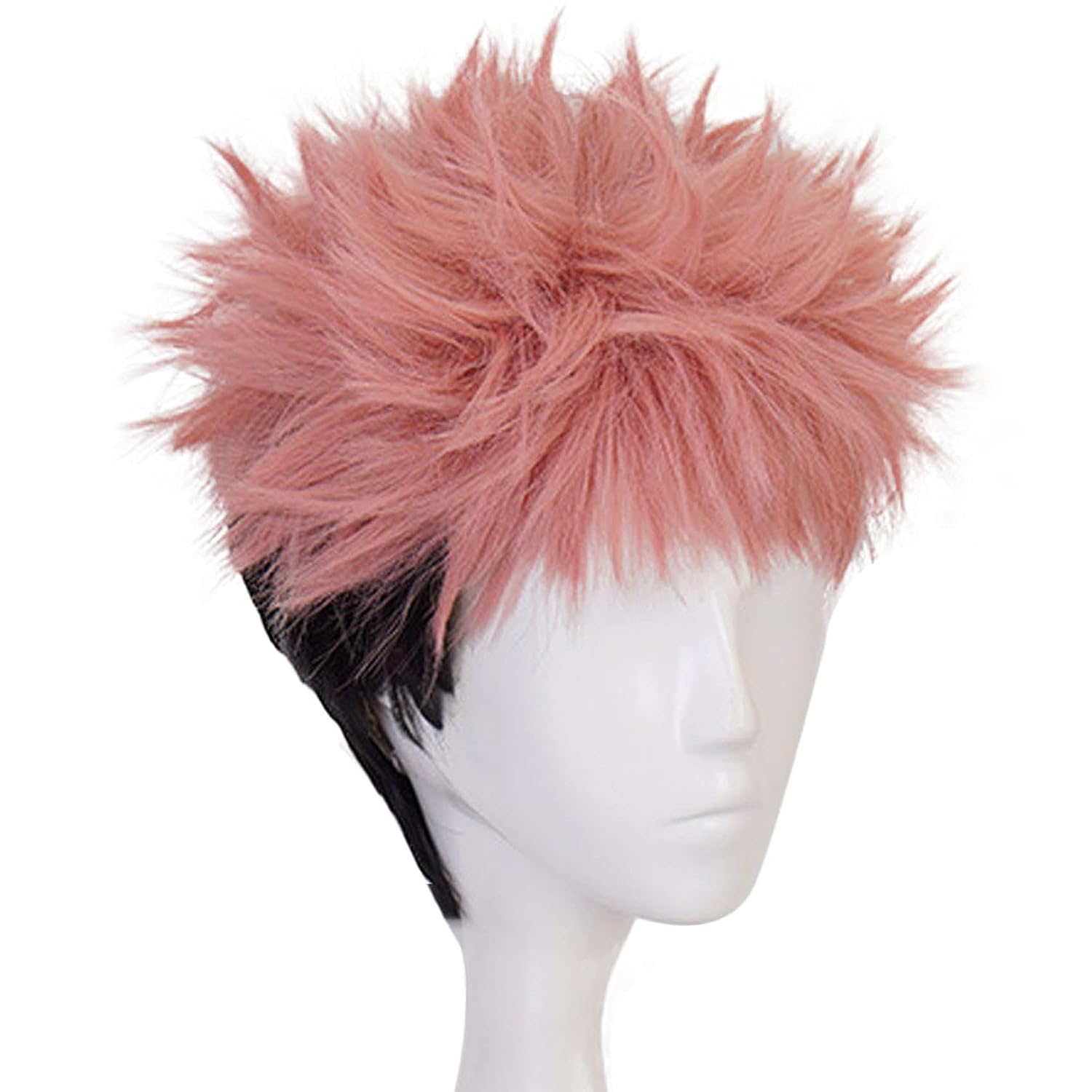 Pink and Black Anime Wig for Men Short Pink and Black Wig with Bangs image 3
