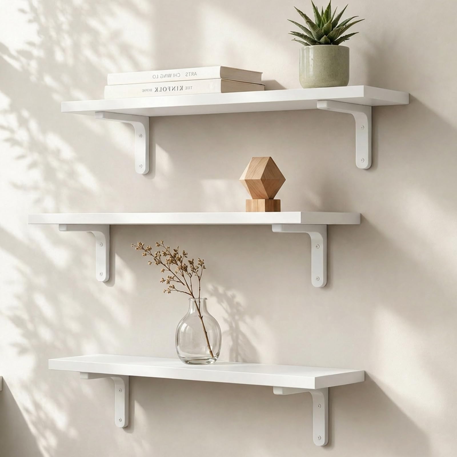 White Floating Shelves 40cm 3PCS Wood Floating Shelves for Wall Shelf Unit