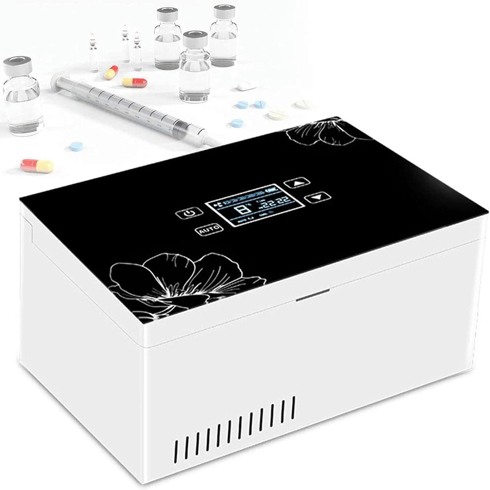 Estuche refrigerador de insulina con puerto USB, mini refrigerador portátil para medicamentos, estuche de viaje para automóvil, viajes, temperatura constante, pantalla LCD recargable de 0 a 18 ℃