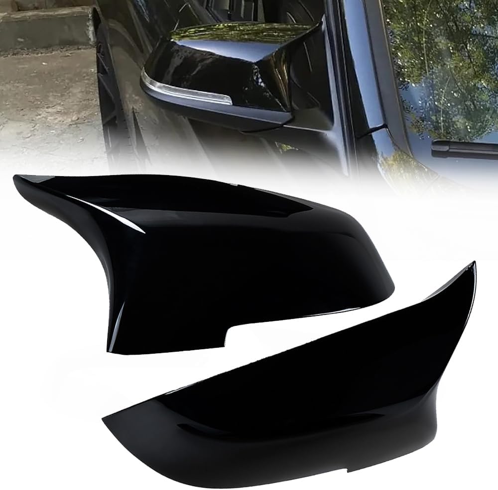 Pair Glossy Black Door Review Side Mirror Cover Caps for 2014-2018 BMW 5 Series F10 F11 F18, 6 Series F06 F12 F13 Facelift 528i 530i 535i 540i 550i 640i Gran Coupe 650i