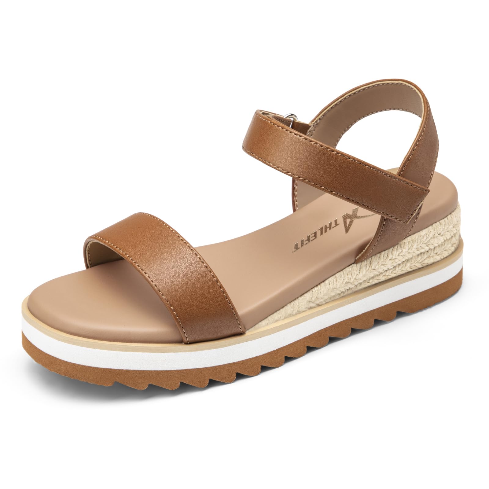 Athlefit Girls Platform Wedge Sandals Open Toe Espadrille Sandals Ankle Strap Summer Dress Shoes for Toddler Little Big Kid — view 7