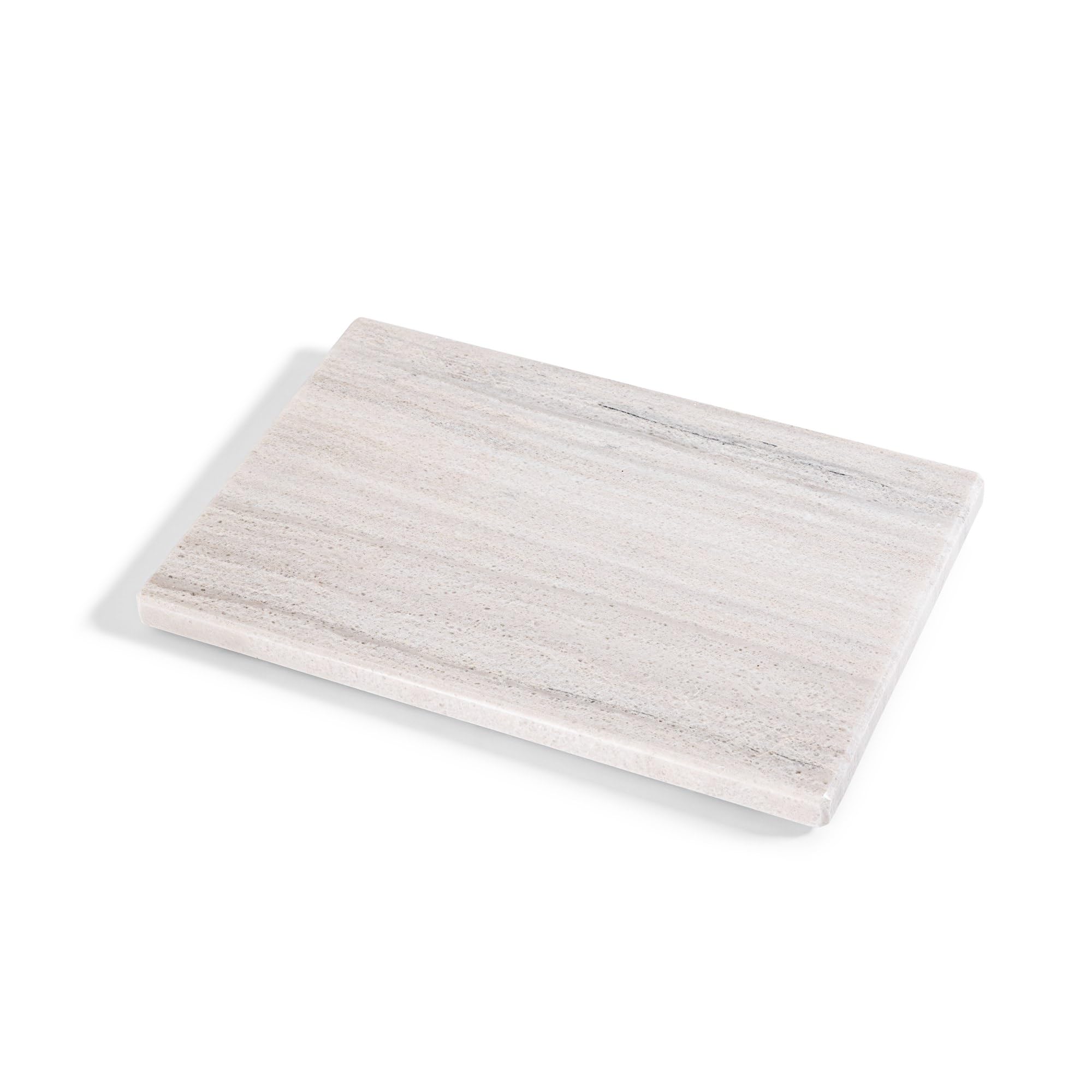 Planche à Découper en Marbre Blanc 30 x 20 cm – Petit Plateau Élégant pour Fromage, Sushi et Apéritif – Pierre Naturelle Design Italien – Kalu Creations