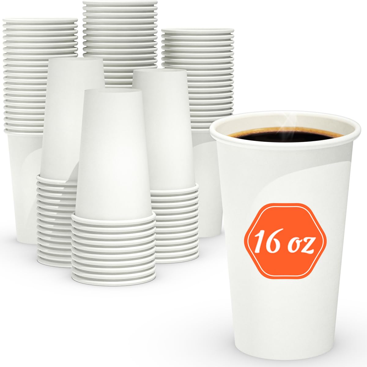 Snapklik.com : 500 Count 16 Oz Coffee Cups, Leak-Free Food Safe Paper ...