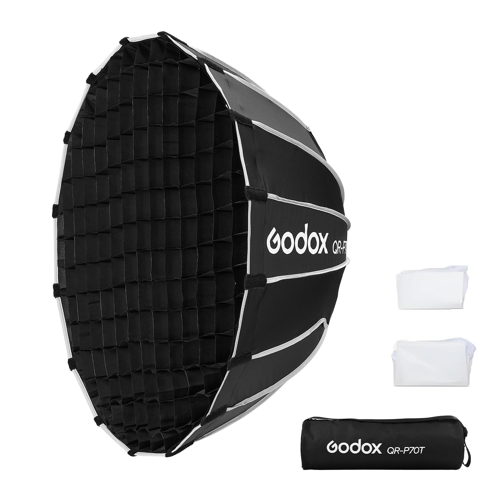 Godox QR-P70T 70 cm szybkie uwalnianie paraboliczny softbox z siatką o strukturze plastra miodu, softbox Bowens Mount z przednim i wewnętrznym dyfuzorem do Godox SL60W SL60IID SL100D LA150R LA300Bi