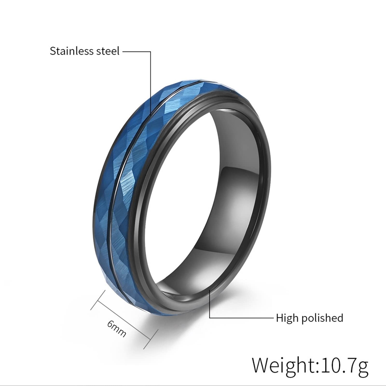 Collane abbinate carine, collane con anelli per coppie per lui e per lei, collana in tungsteno, anello multisfaccettato, nero e blu, 5 mm, regalo di compleanno per donne, W-T 1/2+Men X 1/2, tungsteno,