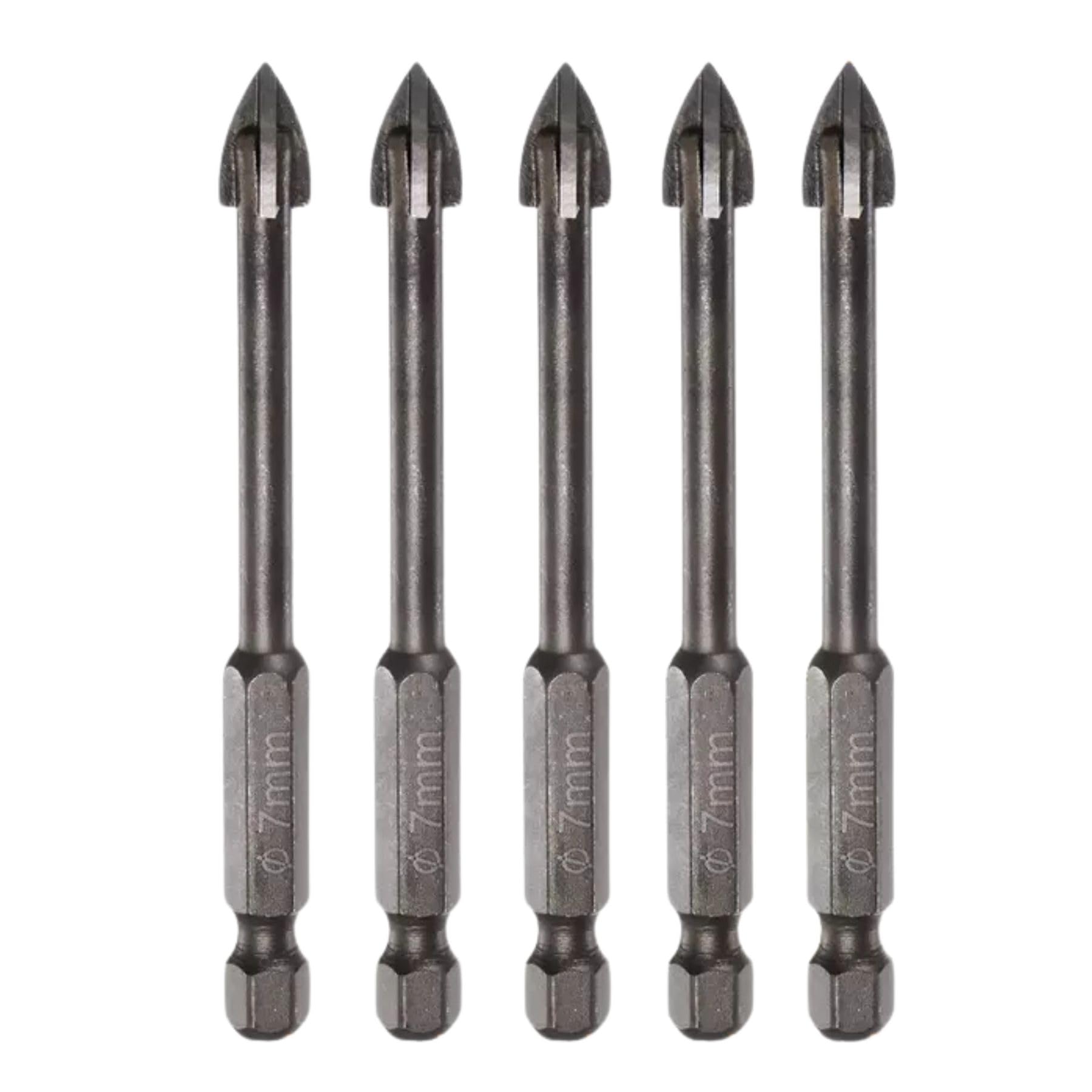 5pcs Titanium-Coated Masonry Drill Bits, Concrete, Ceramic Tile Triangle Tip Drill Bits with 1/4" Hex Shank for Mirror Tile