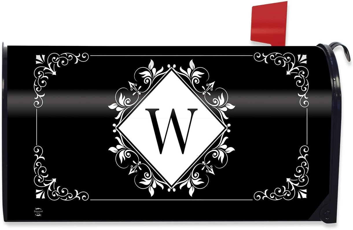 Briarwood Lane Black and White Monogram W Mailbox Cover