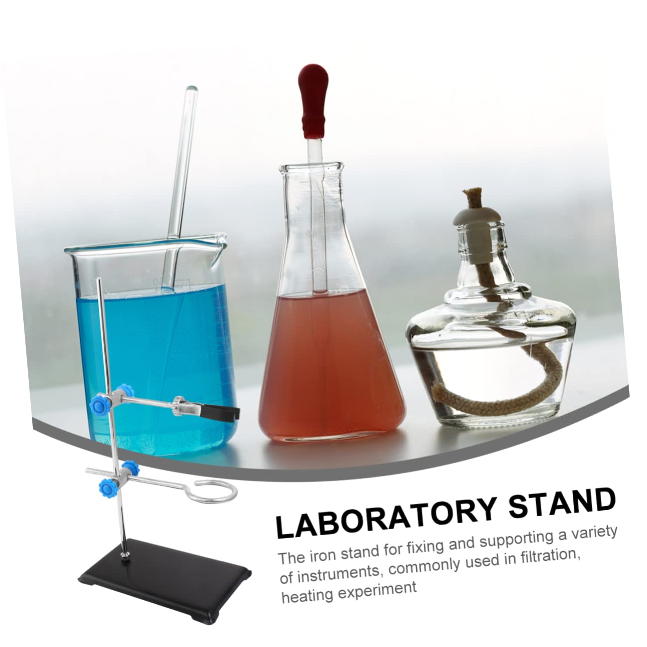 Support Comparateur et Collier de Serrage Métallique en Fer pour Laboratoire Plusieurs styles Tige de Support pour Expériences Chimiques Précises
