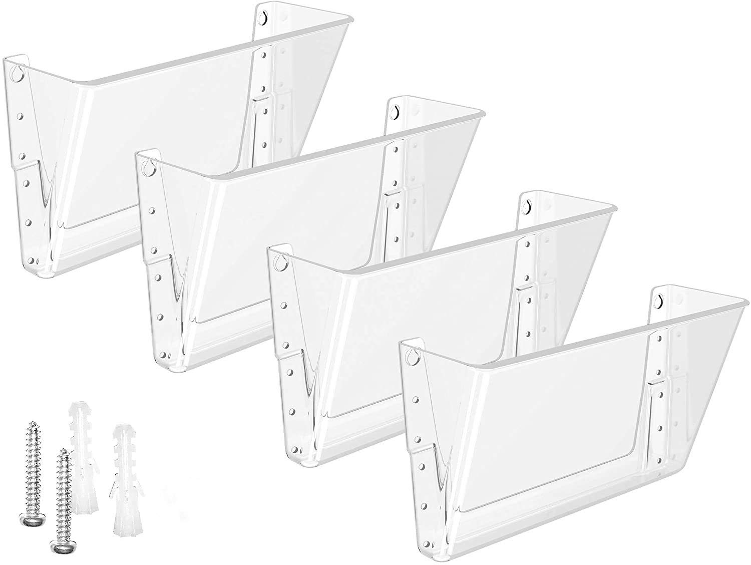 MaxGear Acrylic File Holder Wall Organizer 4 Pockets Hanging File