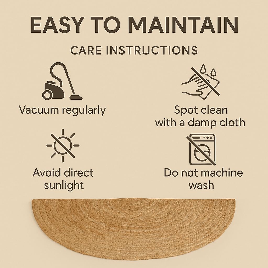 Handwoven Jute Half-Moon Rug – Natural Braided Semi-Circle Entryway Mat | Eco-Friendly Door Rug for Indoor Use, Boho Rustic Decor – 100% Natural Fiber, Durable & Stylish (18x36 inch)