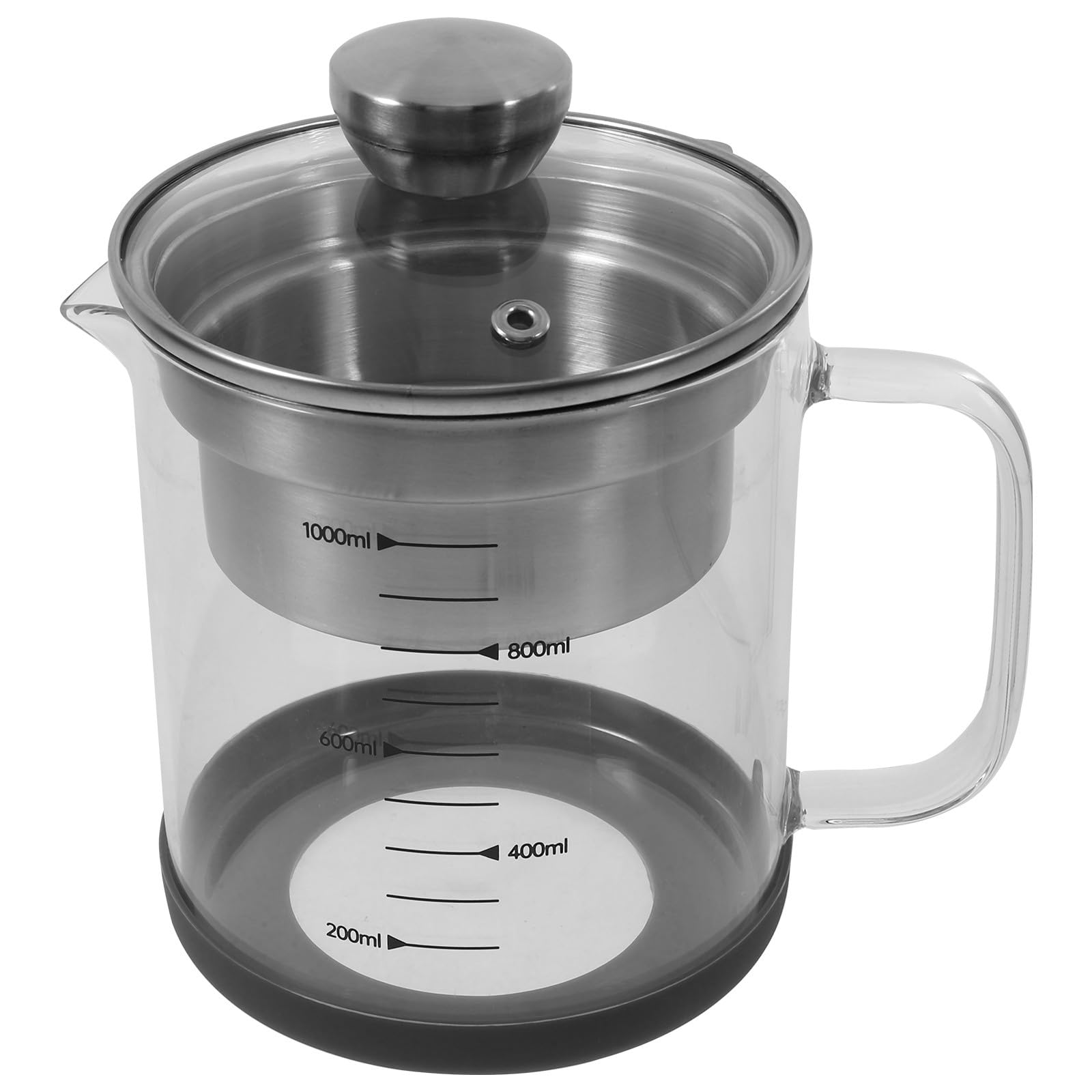 DOITOOL Tetera Coladora de Leche de Soja 1l Acero Inoxidable Filtro Fino Mango Ergonómico para Infusiones y Té en Cocina Doméstica con Tapa y Jarra de Vidrio