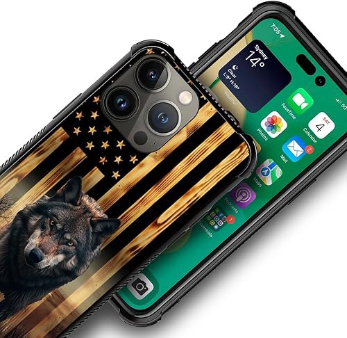 Miniatura 9 de DAIZAG Funda compatible con iPhone 13, diseño de tortuga marina con bandera de grano de madera estadounidense para iPhone 13 Pro, funda de
