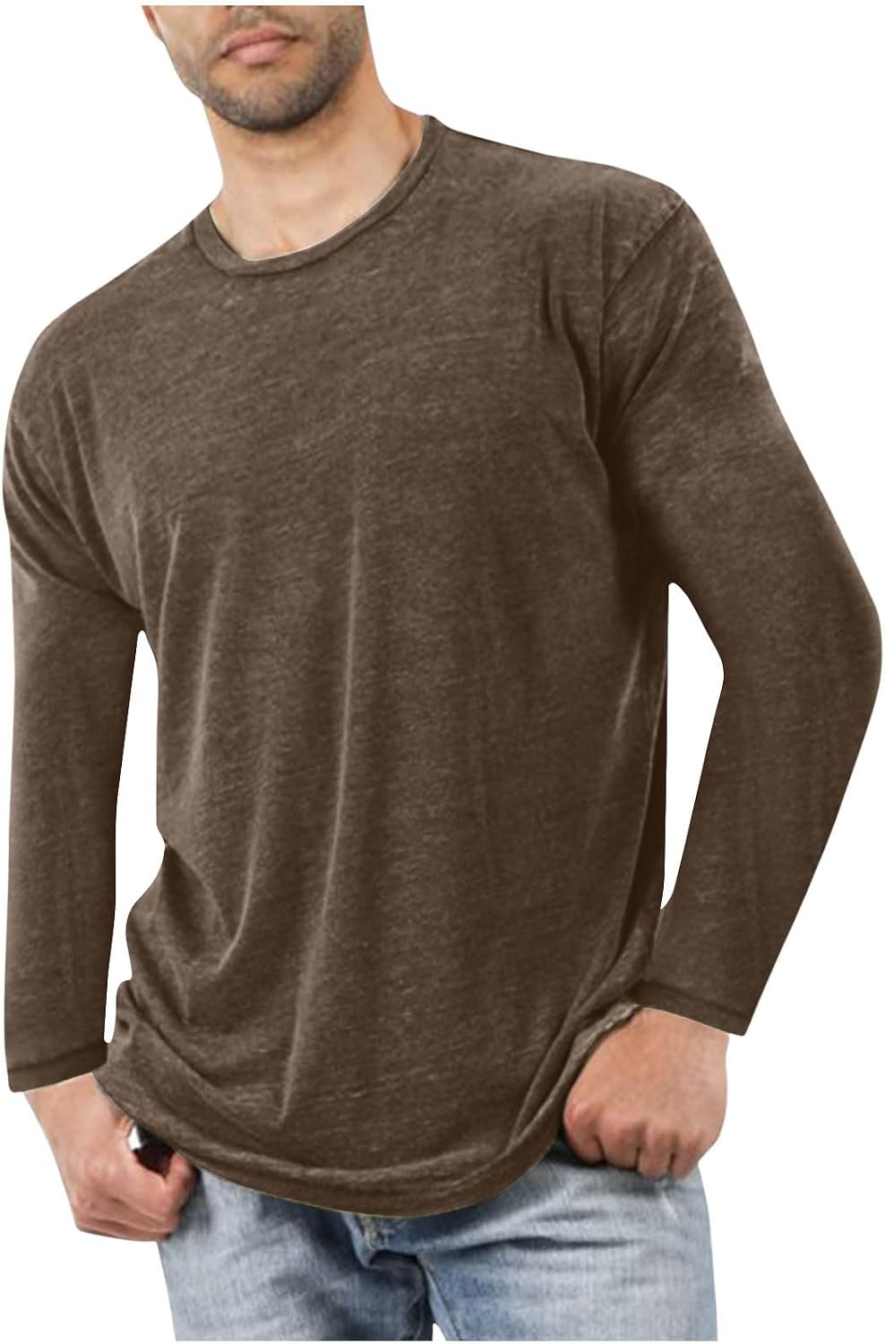 Men's Ultra-Soft Basic T Shirts Long Sleeve Lounge Pajama Shirt Solid Comfort Casual Undershirts Workout Athletic Tops