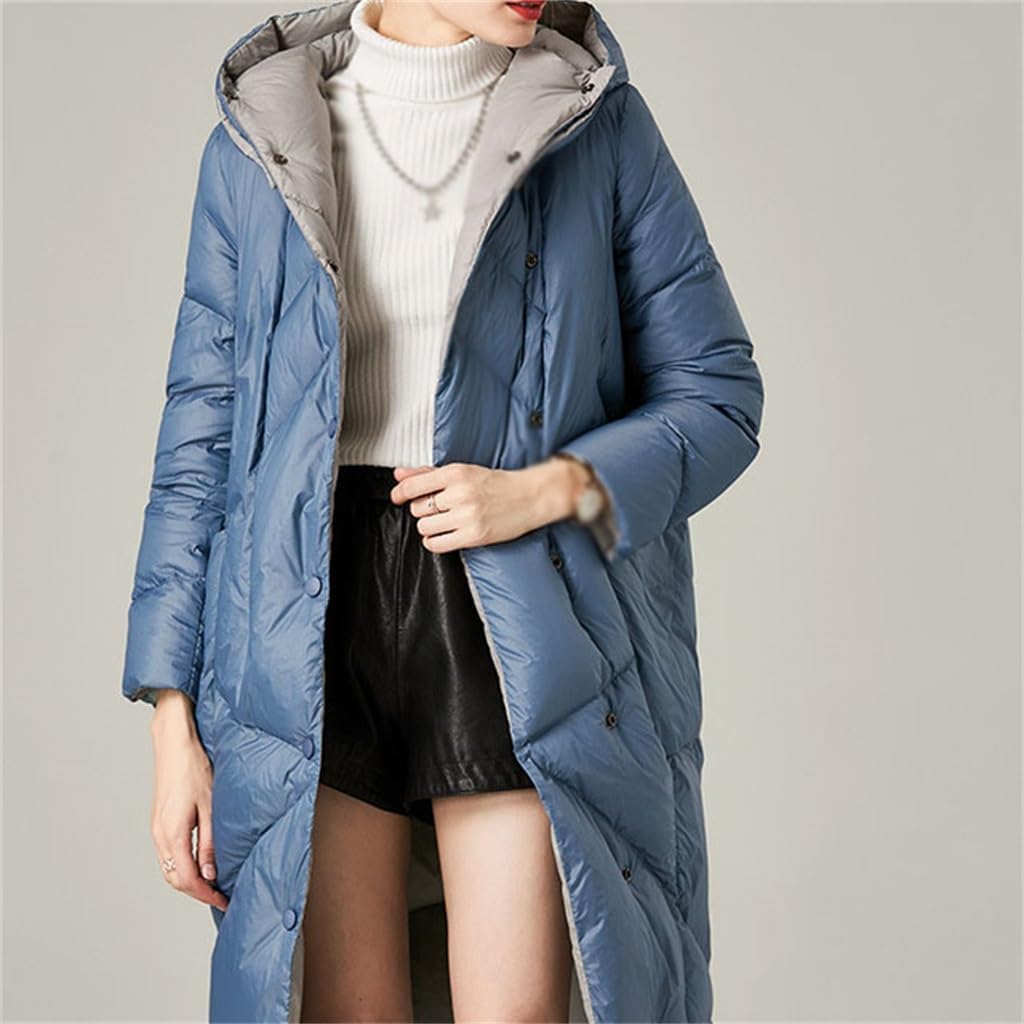 Long-sleeved Down Jacket Women's Mid-length Fall And Winter Hooded Thickened Loose Type